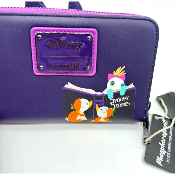 Loungefly Disney Stitch Spooky Stories Halloween Glow Backpack & Wallet Set New - Picture 6 of 16
